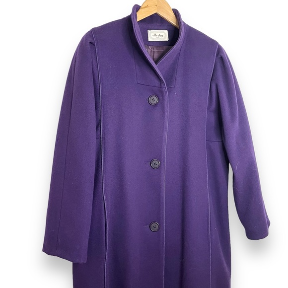 Purple Wool Vintage Button Down Long Jacket - Picture 3 of 9